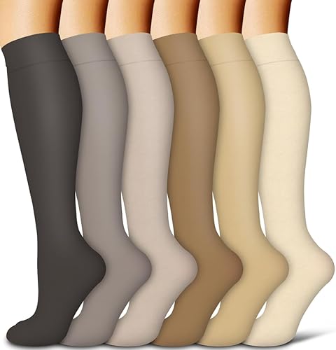 COOLOVER - 6pares de calcetines de compresión de cobre para mujeres y hombres, soporte para correr, atletismo, enfermería, viajes
