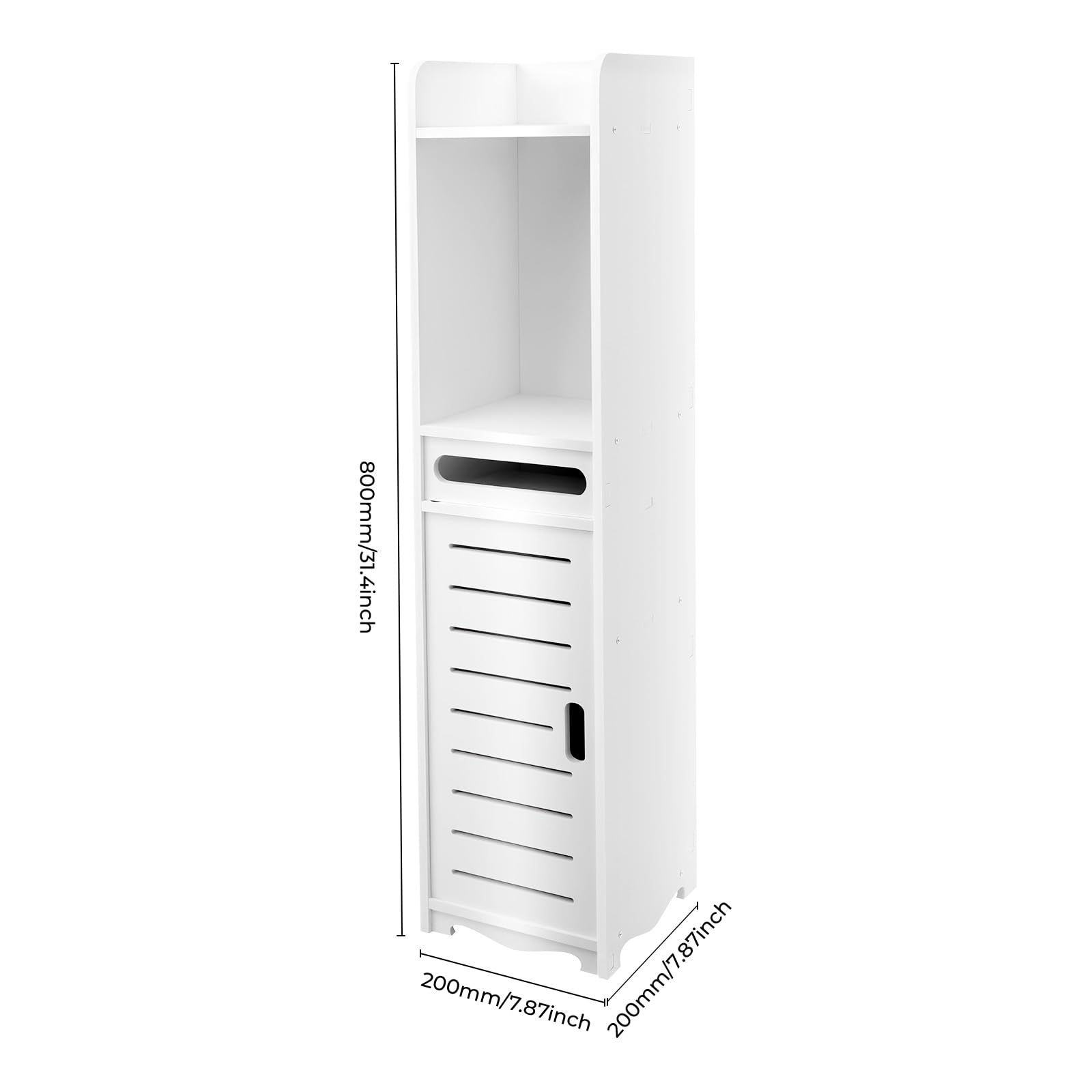 Armario De Baño De 20 X 20 X 80 Cm, Armario De Pie Multifuncional Para Ahorrar Espacio En Baño, Cocina, Dormitorio, Color Blanco