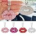 Bittwee Bling Lip Diamond Car Hanging, Crystal Rinestones Auto Rear View Mirror Charms Ornament, Lucky Vehicle Interior Pendant Decoration Accessories, Universal for SUV Sedan Truck(Pink)