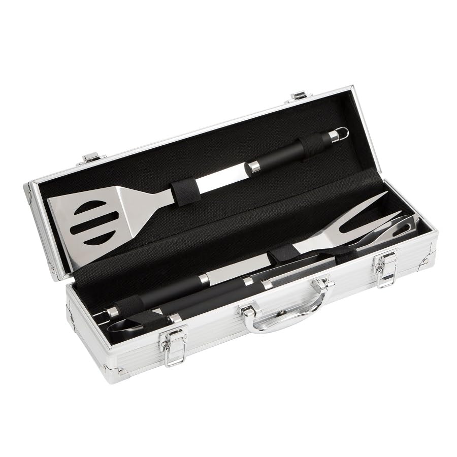 Bruzzzler stainless steel barbecue cutlery, 3 pieces for ambitious barbecuers, in a noble case, the barbecue cutlery is ideal for all barbecues, great gift for barbecue fans