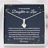Message Card Jewelry, Handmade Necklace- Personalized Gift Petit Ribbon, To Our Daughter-In-Law Gift On Wedding Day, Future Daughter In Law Wedding Gift, Bride Gift From Mother & Father In Law For