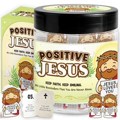 60 Positive Tiny Jesus Cards Jar, Jesus Gifts for Friends,