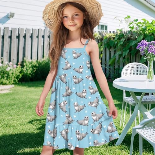 Girls Spaghetti Strap Dresses Size 3-4 Square Neck Summer Dresses Lihjtweight for Kids3