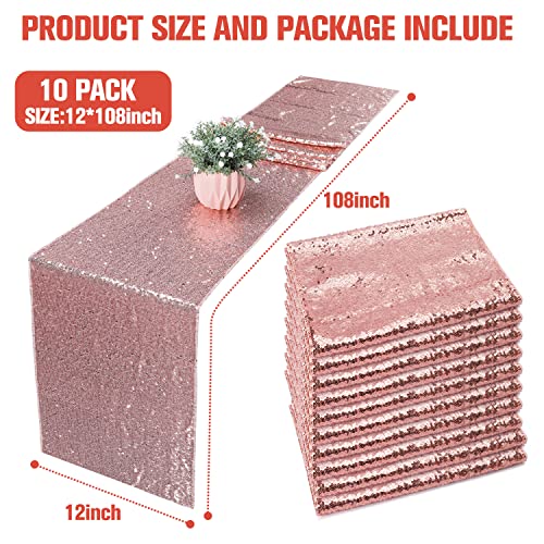 10 Park Sequin Table Runners Rose Gold 12 X 108 Inch Glitter Rose Gold Tables Sparkle Table Covers For Holiday Wedding Birthday Christmas Wedding Birthday #TOP1