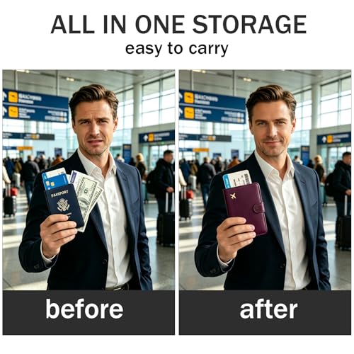 Image of ZOPPEN Passport Holder RFID Blocking Travel Wallet, Grape Purple | Passport Cover with Multiple Card Slots, Water-Resistant & Easy-Carry, Must-Have Travel Accessory for Men & Women.