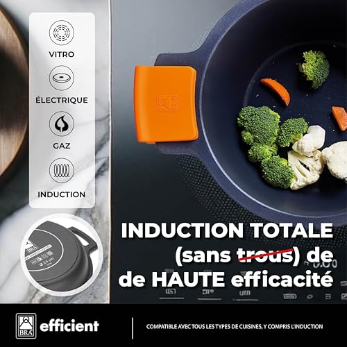Casserole basse induction 28 cm BRA Efficient antiadhésive tous feux - 4