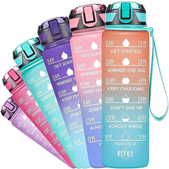 PARIDHUR Enterprise Non-breakable Silicone Water Bottle 1 litres with Motivational Time Marker, Leakproof Durable BPA-Free Non-Toxic Water Bottle for Office, Gym(Pack of 1)-image-30