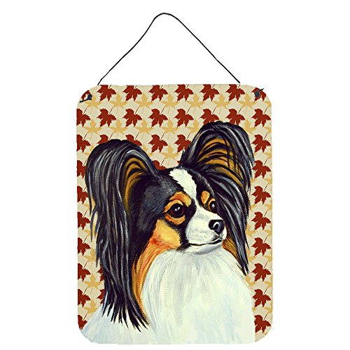 Caroline's Treasures LH9120DS1216 Papillon Fall Leaves Portrait Wall or Door Hanging Prints Aluminum Metal Sign Kitchen Wall Bar Bathroom Plaque Home Decor Front Door Plaque, 12x16, Multicolor