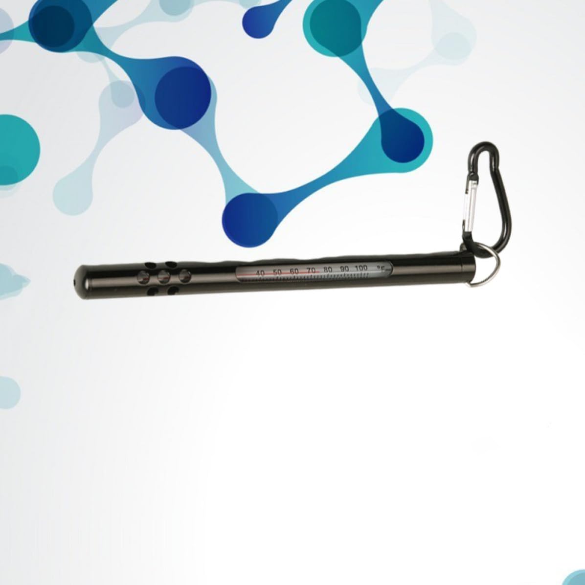 Termómetro para Pesca Lápiz Metálico Negro, Herramienta Precisa para Medir Temperatura del Agua en Ríos y Arroyos, Clip de Bolsillo y Anillo para Cordón