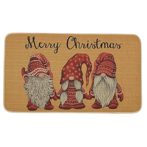 Christmas Door Mat Outdoor Indoor Entrance Christmas Rug Decorations for Home Kitchen Bathroom Gnome Doormat 17×30 inch Non Slip Rubber Mat