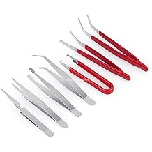 Busstier Repair Tweezers Set, 7 Pieces, Stainless Steel, Antimagnetic and Corrosion Resistant, Professional Tweezers Set for Electronic and Precision Works