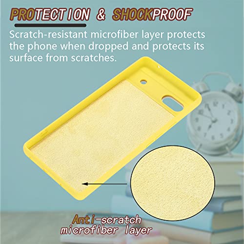 Hongxinyu For Google Pixel 7A 2023 Case,Slim Liquid Silicone Rubber Shockproof Phone Cover With Wrist Strap Soft Anti-Scratch Microfiber Lining Protection Case For Google Pixel 7A 2022 (Yellow) #TOP3