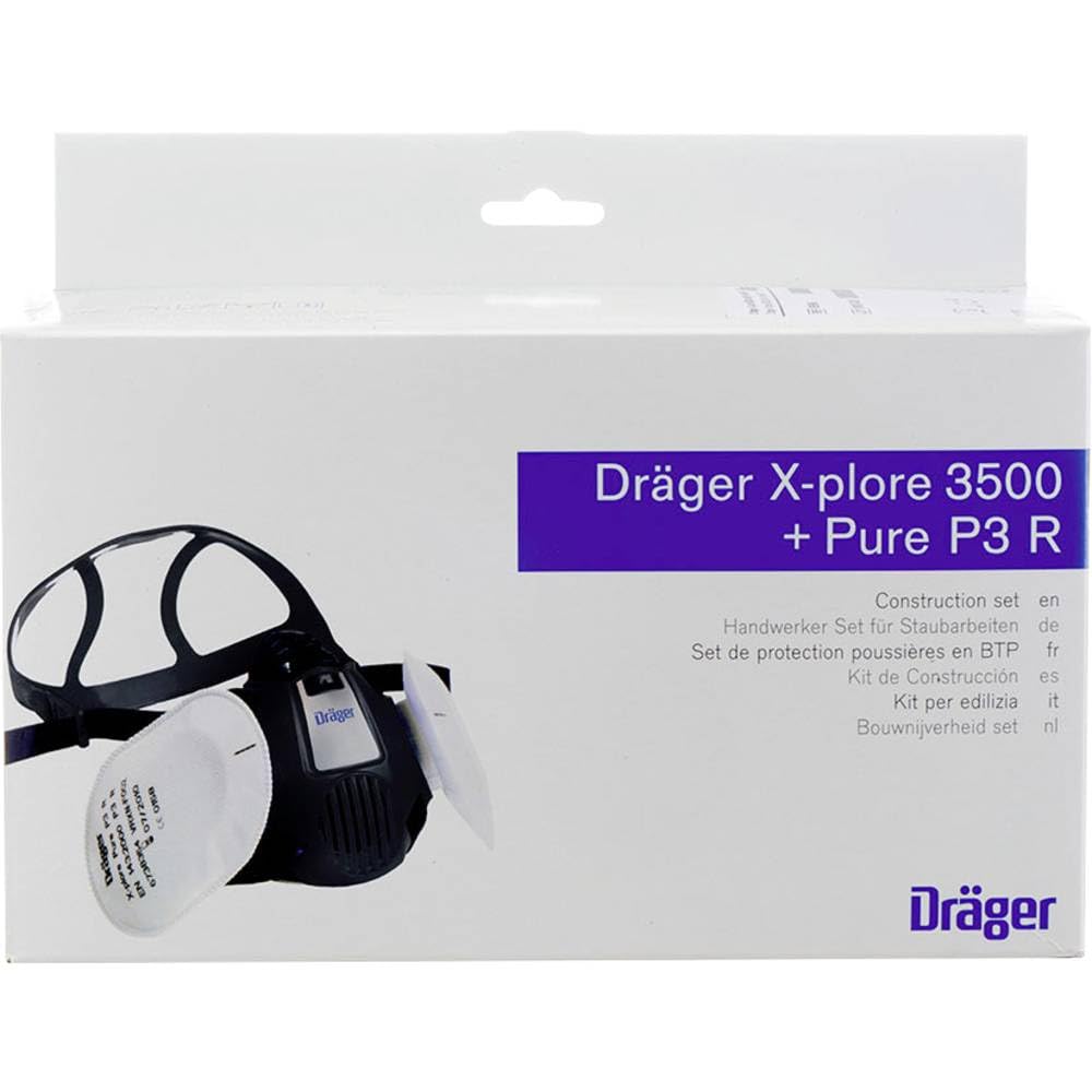 Dräger X-plore 3500 Half Mask Set for Artisans incl. Pure P3 Particle Filter | Sizes S/M/L | Against Fine Dust/Particles | Size M-image-30