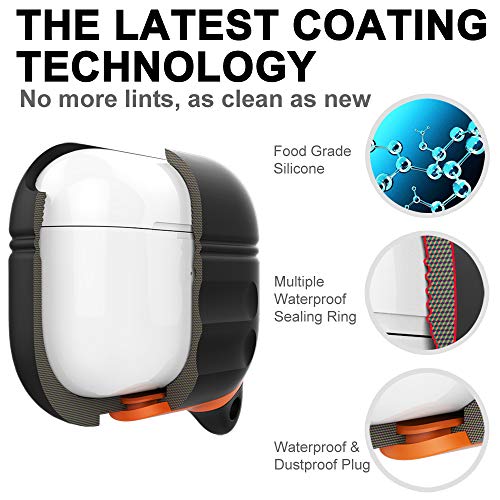 Atimira For Airpods Pro 2 Case Waterproof, Anti-Lost Silicone Protective Cover, Wireless Charging Support, Led Visible, With Keychain Compatible With For Apple Airpods Pro Accessories 2019 2022, Black #TOP5