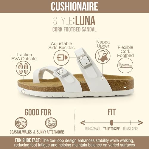 Image of CUSHIONAIRE Women's Luna Cork Footbed Sandal With +Comfort
