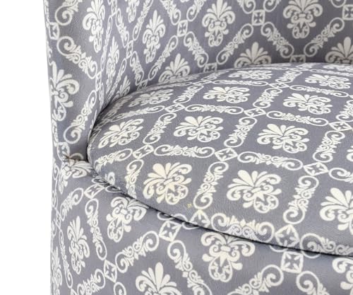Image of NACIA Velvet Printed Ottoman Chair with Stool Combo | Dressing Table Chair for Bedroom Makeup Room Decor | Modern Upholstered Ottoman with Wooden Legs for Home (18x18x32 Inches, Grey Damask)