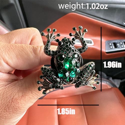 Image of 2 Pack Car Vent Clip Bling Car Accessories,Crystal Frog and Flower Car Vent Clip Air Freshener,Car Diffuser Vent Clip Diamond Car Decoration Car Essentials for Women (Green)