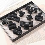 3 Style Hair Claw Clips 9 pcs Medium Claw Clips Hair Clips for Women Rectangle Claw for Thick Hair Square Hair Clips for Thin Hair Accessories for Women (Black) - Image 2