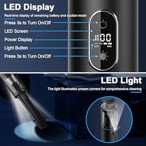 AVCNUJ Handheld Vacuum, Mini Cordless Vacuum Cleaner, 13000PA Car Vacuum Cleaner High Power with Led Light & 2 Filters, 2-in-1 Lightweight Handheld Vacuum with Air Blower for Car Home Office Pet Hair AVCNUJ Handheld Vacuum Mini Cordless Vacuum Cleaner 13000PA Car Vacuum Cleaner High Power with Led Light 2 Filters 2 in 1 Lightweight Handheld Vacuum with Air Blower for Car Home Office Pet Hair