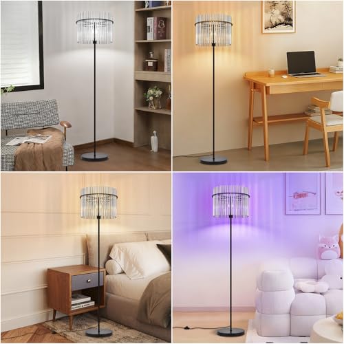 Lámpara de pie de cristal para espacios oscuros con interruptor cómodo 7