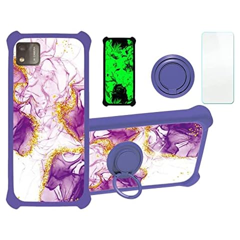 Aroepurt Vortex V22 Case Compatible with Vortex V22 Phone Case Cover [with Tempered Glass Screen Protector][Hard PC + Soft Silicone][Gold Glitter+Luminous] JSZ-ZDL Cover