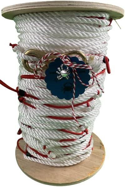 300' White 1/4" 3 Strand Medium-Soft Twisted Nylon red Snood trotline (Virginia Regulations) (1/8" Snoods)
