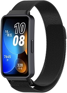 سوار ساعة بديل من الستانلس ستيل من Next Store متوافق مع هواوي باند 10 ، حزام معدني بتصميم حلقة ميلانو مع قفل مغناطيسي، فاخر وأنيق للرجال والنساء.