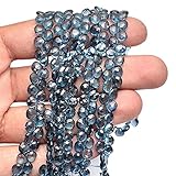 AAA London Blue Topaz - Briolettes de corazón de 6 mm, cuentas de topacio azul natural facetadas semipreciosas en forma de corazón, topacio fino auténtico, hebra completa de 8 pulgadas, Joya, topacio