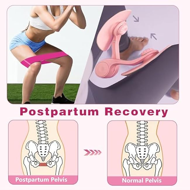 Inner Thigh Exerciser for Women, Thigh Trainer Hip Trainer Kegel Exercise Workout Equipment, Pelvic Floor Muscle Trainer with Resistance Band, Hip and Pelvis Trainer Device for Home Gym (Pink)