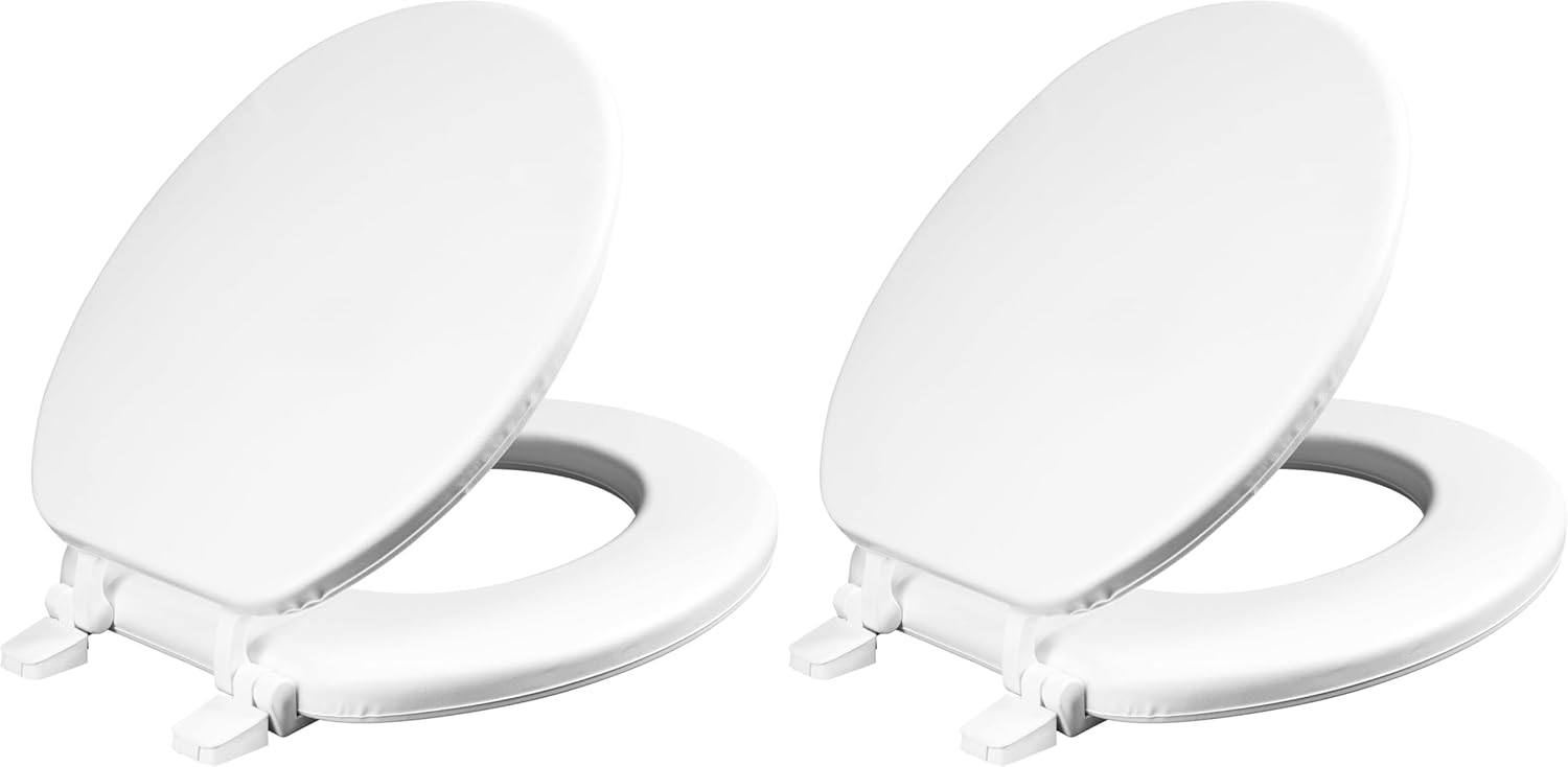 Mayfair Economy Soft Cushion Padded Toilet Seat, Round, White (Pack of 2)