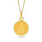KALYAN JEWELLERS Women 24K (999) Purity Goddess Lakshmi Gold Coin Pendant 2 Gms