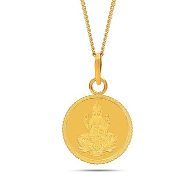 KALYAN JEWELLERS Women 24K (999) Purity Goddess Lakshmi Gold Coin Pendant 2 Gms