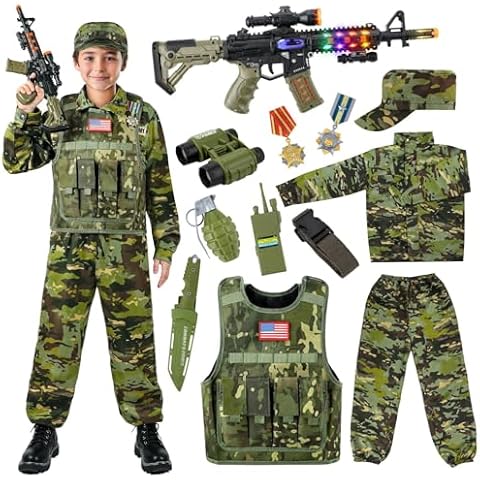 Metemot Kids Military Soldier Costume Set Cover