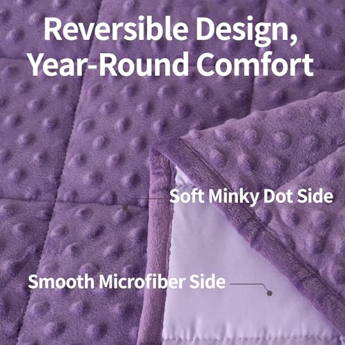 Image of Mr. Sandman Weighted Blanket for Adults Queen Size 20 lbs, Soft Cooling Heavy Minky Blanket for Sleep, Washable Throw Blanket with Glass Beads, 60 x 80 Inches, Purple /Lavender