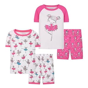 Joyond Girls Summer Cotton Pajamas for Toddler Clothes Kids Short Sleeves Snug-Fit Sleepwear Unicorn Flamingo Pjs Set