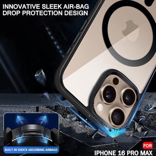Image of TheGiftKart Ultra-Hybrid Back Cover Case for iPhone 16 Pro Max Compatible with MagSafe | Camera Protection | Crystal Clear Transparent Cover for iPhone 16 Pro Max (PC & TPU, Black Bumper)