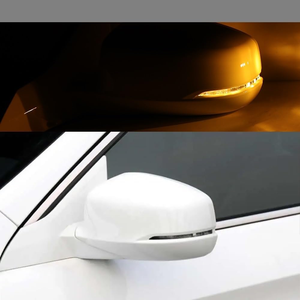 Side Power Heated Mirror Compatible For Honda For Accord 2013-2015 Rearview Turn Lights Camera Mirrors White Cover Frame Accessories(6pins left)