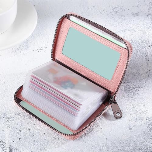Large Wallets for Women Extra Capacity,Credit Card Holder with 20 Card Slots Zip Leather Card Case for Name ID Card Holder Book Business Card Book(Black/Rose/Pink)2