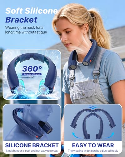 Kesguar Portable Neck Fan, 20H RunTime Cooling Fan, 6 Speeds 360° Airflow Personal Fan, Rechargeable Hands Free with 6000mAh Battery Wearable Fan Gifts for Women Men Outdoor Travel Camping - image 5
