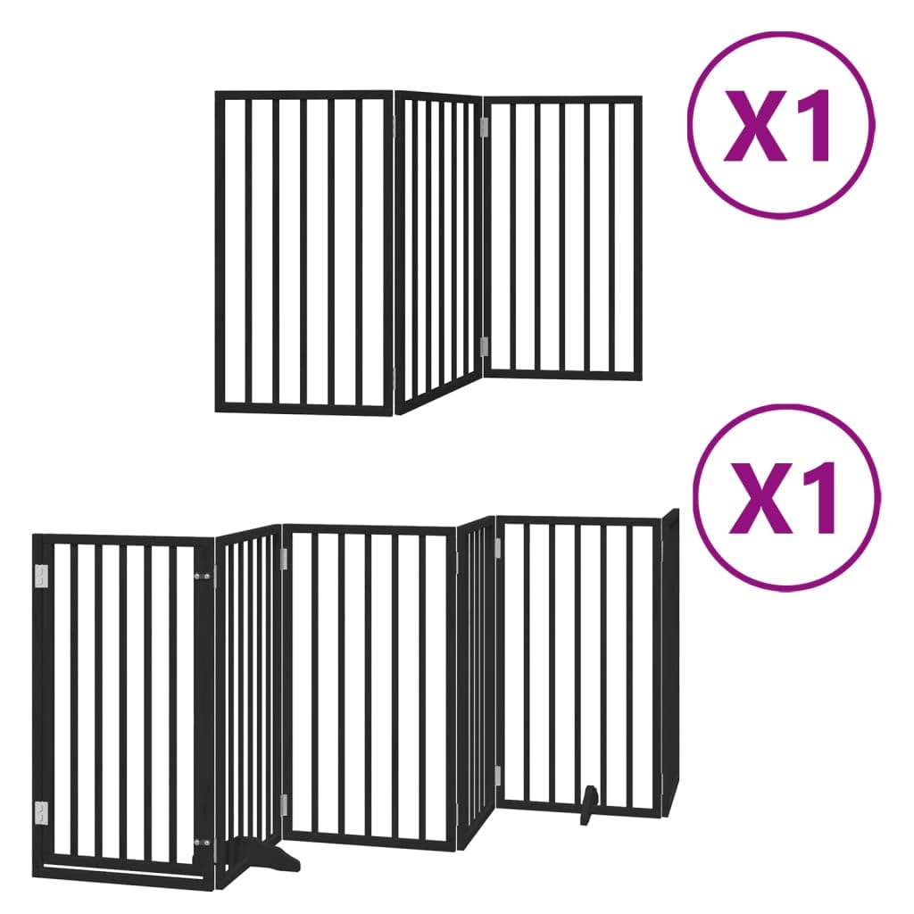 Homgoday Puerta para Perros Plegable 9 Paneles Madera álamo Negra 450 cm Barrera para Perros Plegable Valla para Mascotas Pequeña Barrera de Seguridad para Escalera Pasillo