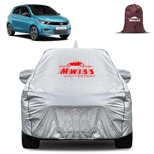 Image of Waterproof Car Body Cover for Tata Tiago | Mirror & Antenna Pocket Anti-Scratch with Soft Cotton Inner Lining Triple Stitched Protection| Heat Resistant | Rain Protection (Silver)