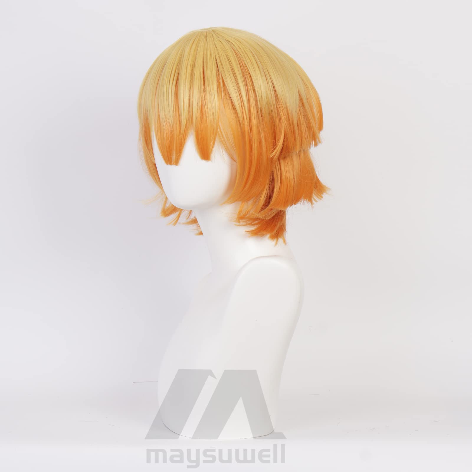Yellow Mixed Orange Ponytail Long Cosplay Wig for Unisex Women Men Halloween Conventions Cos Anime Party Heat Resistant Synthetic Fabric Costume Hairs - Image 3