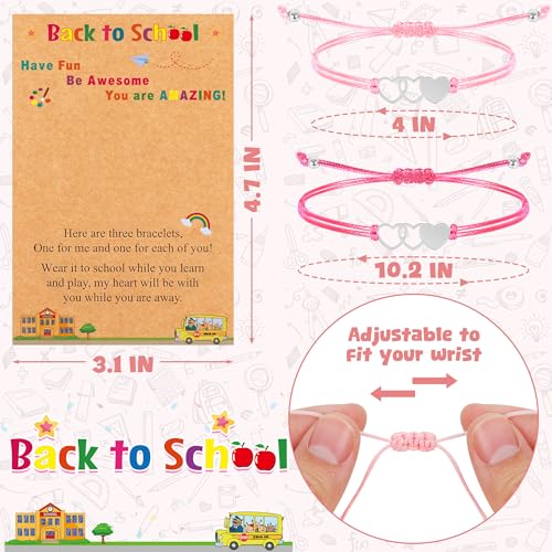 Image of EOBOH Back to School Supplies, Back to School Bracelet Mommy and Me, Prek Matching Wish Bracelets Set, Adjustable Bracelet for Boys Girls Gifts Stuff Bulk