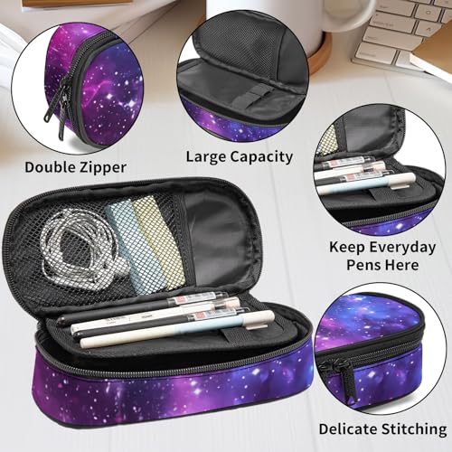 Image of Stars Starry Sky Pencil case for Student Girl Boy, Large Capacity Pencil Pouch with Zipper Compartments, Cosmetic Makeup Bag Organizer for School Supplies Office Home
