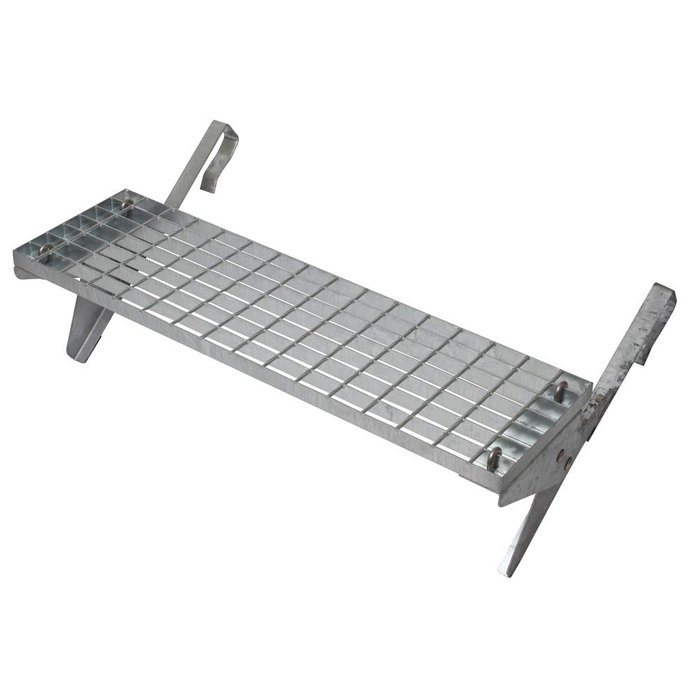 Dachtritt Set 80x25 cm, ohne Farbe, Universal-Trittrost mit Laufroststützen aus feuerverzinktem Stahl, Dachstufe, Laufrost, Steigtritt für Großflächenziegel (ab 44 cm Ziegellänge)