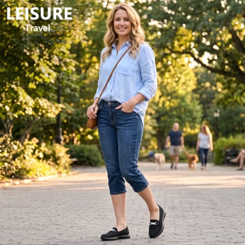 Image of Buyrew Loafers for Women - Comfortable Mesh Knit Slip On Walking Shoes with Arch Support - Dressy Business Casual Work Flats for Standing All Day - Lightweight Breathable Penny Loafers