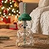 Bidobibo Bear Straw Cup, Cute Baby Straw Cups Glass, Honey Bear Cup with Straws, Cute Mugs for Coffee Drinks 20oz (1 PC)