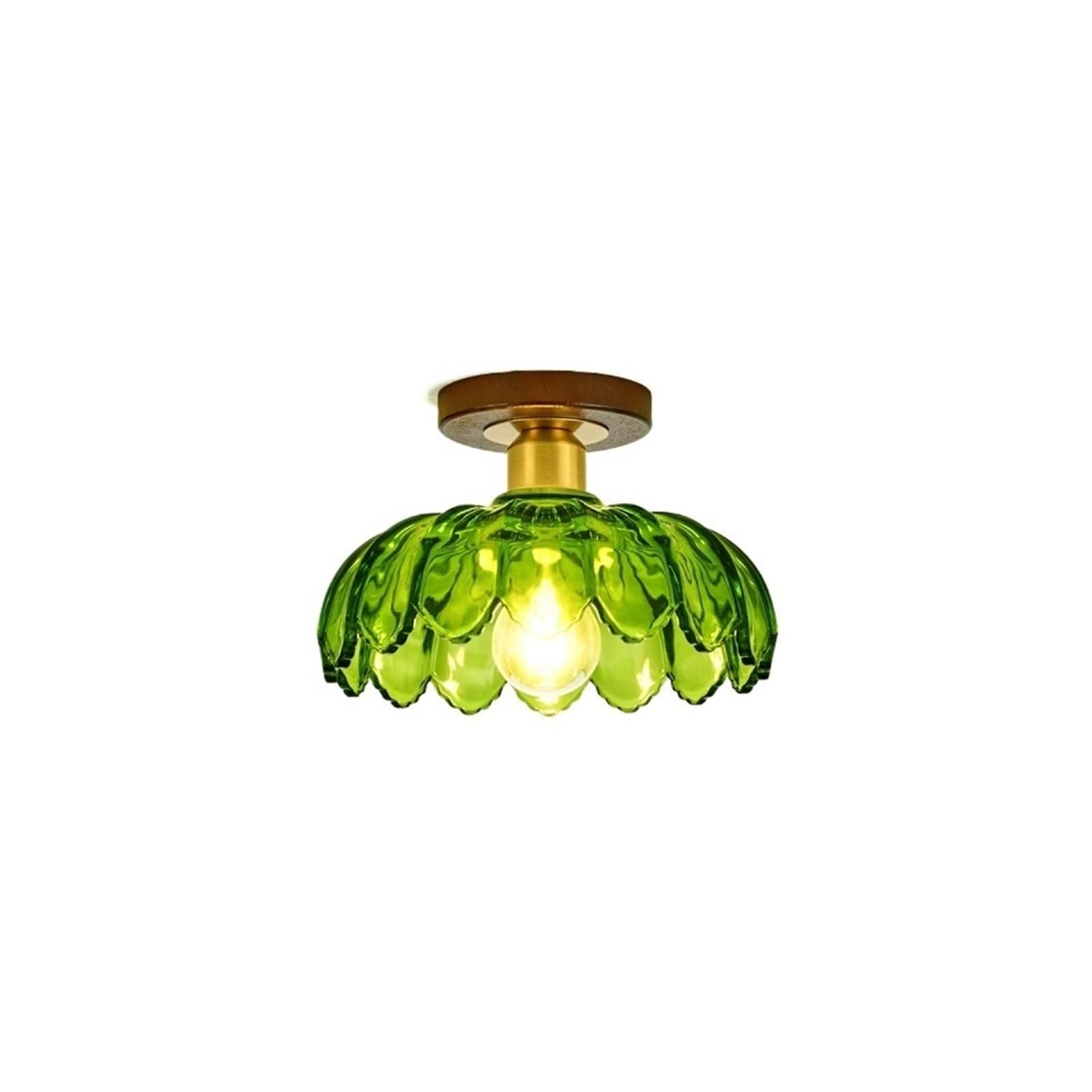 CYairong-22 Ceiling Lighting Retro Wooden Base Corridor Aisle Light Glass Lampshade Entrance Door Ceiling Ceiling Lamp