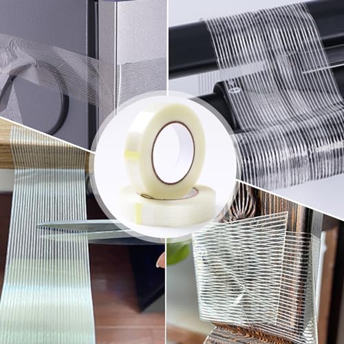Image of Filament Strapping Tape, 3 Pack 1 Inch x 55 Yards，Heavy Duty Transparent Reinforced Fiberglass Tape