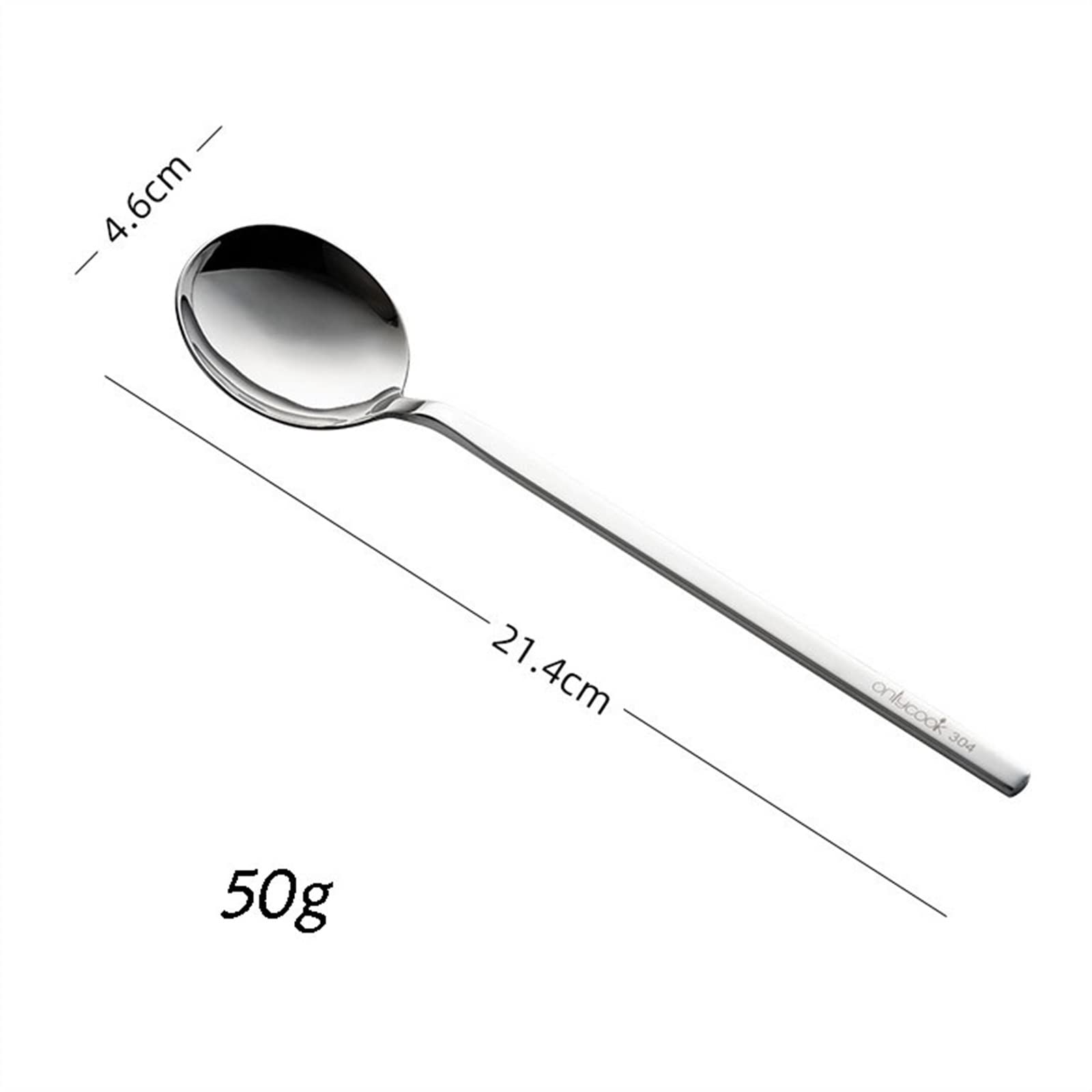 Suppenlöffel, Haushaltslöffel aus 304 Edelstahl, Langer Griff, Suppenlöffel, Geschirr, Rührlöffel for Reis, Kaffeegetränke, Rührlöffel, Esslöffel(6 Pieces)